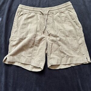 Men's Beige Flat Front Shorts